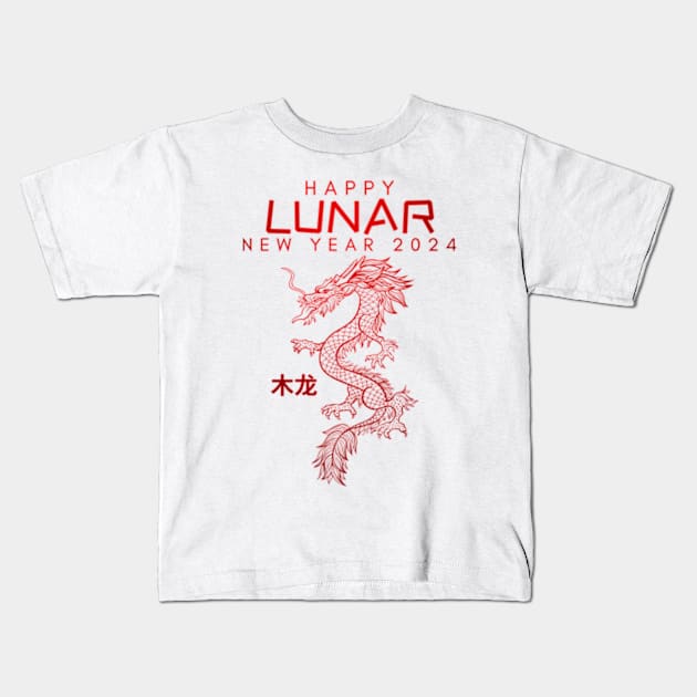 Lunar New Year 2024 The Year Of Dragon 2024 Men Women Kids Kids T-Shirt by AimArtStudio